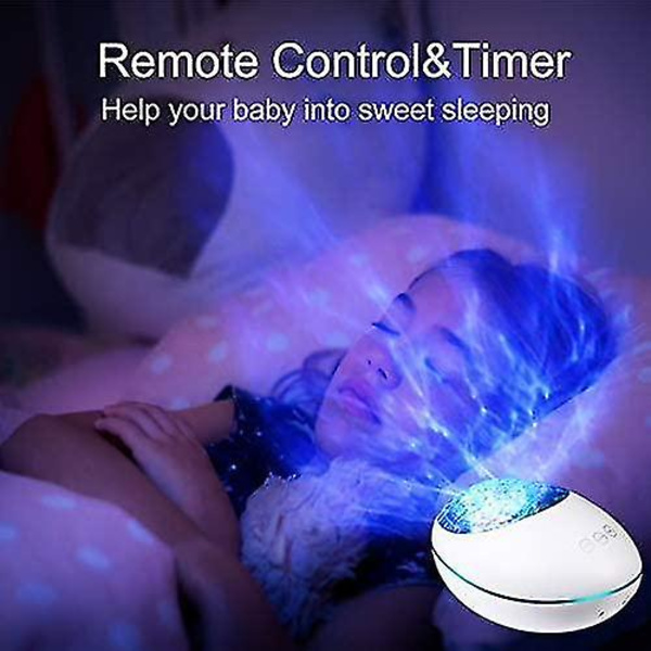 Projektorlampe Bluetooth Led Farveskiftende Natlys Med Fjernbetjent Timer, 8 Lystilstande, Musik Pla