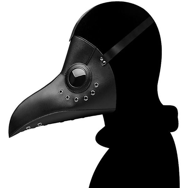 Plague Doctor Musta kuolemanaamio Nahka Halloween Steampunk Pu Carnival Cosplay Adult De Peste Aikuisten silmälasinaamari Viikatemies FH65015BK