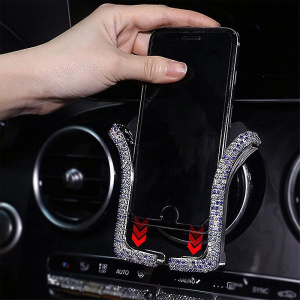 Crystal Rhinestone Car Air Vent Mount Clip Mobiltelefon Hållare För Iphone Samsung Auto Inredning Tillbehör Universal| | Black