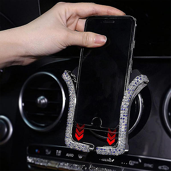 Crystal tekojalokivi Car Air Vent Mount Clip Matkapuhelinteline iPhonelle Samsung Auto Sisustustarvikkeet Universal| | Silver