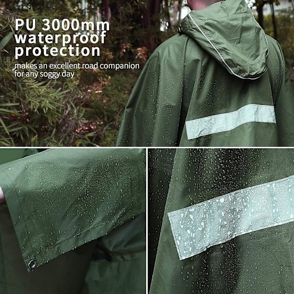 Rain Poncho, 3-in-1 monitoiminen sadeviitta sadetakki hupulla retkeilylahjaksi