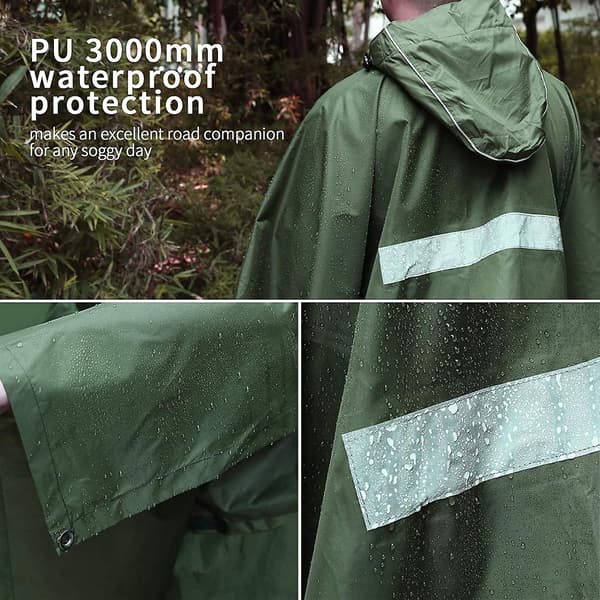 Regnponcho, 3-i-1 Multifunksjonell Regnkappe Regnfrakk Med Hette For Camping Gave