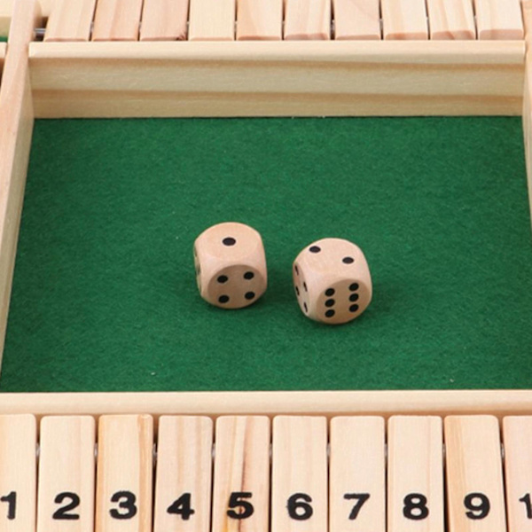 Shut The Box Brädspel 2-4 spillere Fyrsidigt träbordsspel med 1-10 siffror snidade for partyklubbdrickande default none