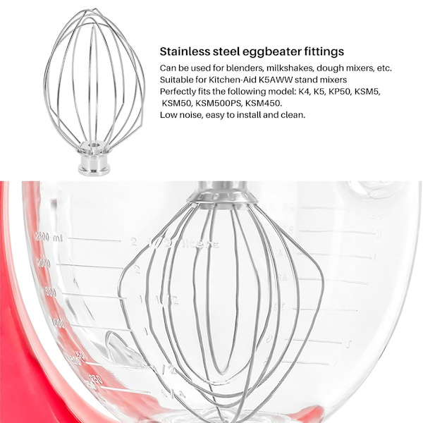 Wire Whip Attachment Kompatibelt stativ med vippehode Mixer kompatibel Kitchenaid K5aww