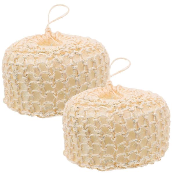 Sisal badeskrubber khaki kompatibel med kropsvask 2 stk. badeværelsesbolde