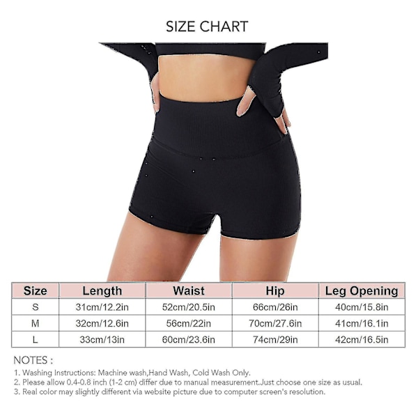 Naisten korkeavyötäröinen Booty Joogashortsit Kesä Biker Shortsit Urheilulliset Leggingsit Lyhyet Housut Harjoitukseen Juoksu Kuntosali Fitness Jooga Black M