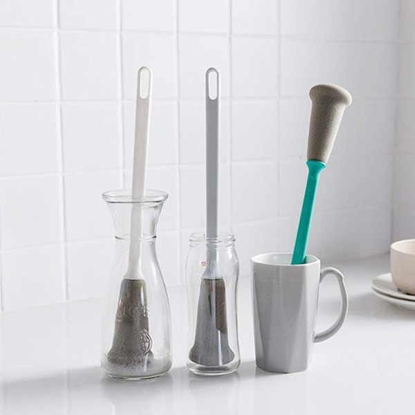 2ST svampflaska borste köksskurborste glaskopp flaska multifunktionellt rengöringsverktyg för kök hem hushåll (grön)