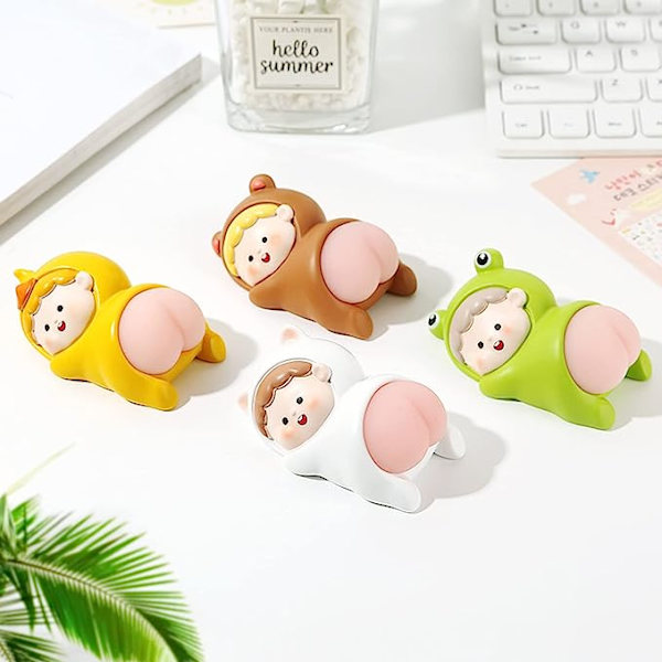 Sød afstressende tegneserie numse, Kawaii squeeze legetøj, silikone elastisk numse squeeze dukke, kontor bil ornament squeeze legetøj, hvid