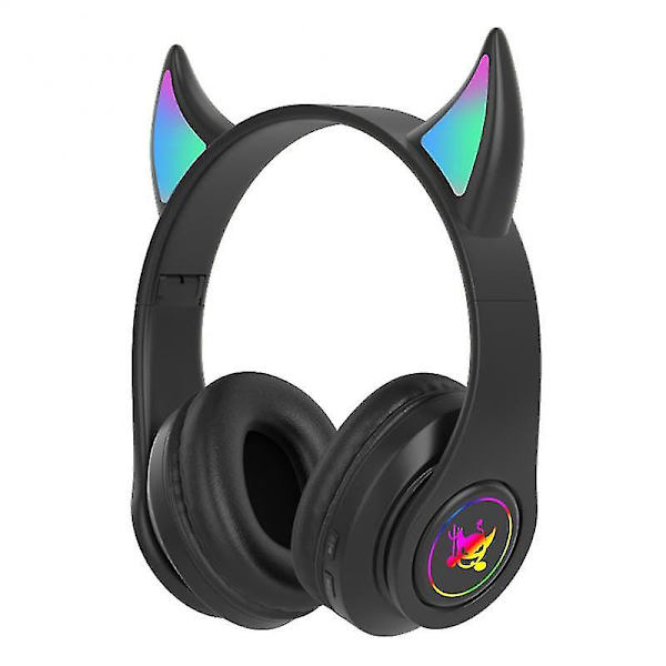 Devil Ear Trådlösa Hörlurar Gamer Flicka Pojke Rgb Söta Kattöron Headset Med Mikrofon black devil
