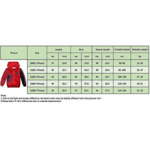 Barn Pojkar Hoodie Sweatshirt Baby Kids Spider-man Hoodie Jacka Toppar Jacka Red 130