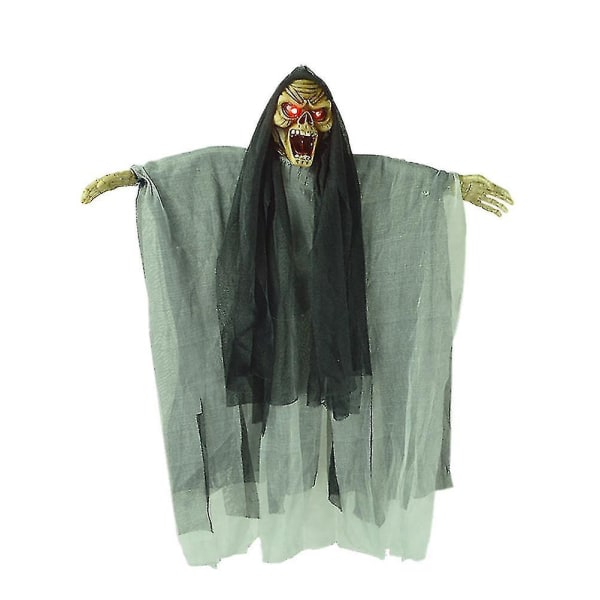 Hængende spøgelse halloween dekorationer nyhed Elektrisk skræmmende skelet spøgelse heks med lyd og blinkende øjne til spøgelseshus fest Horror tema bar