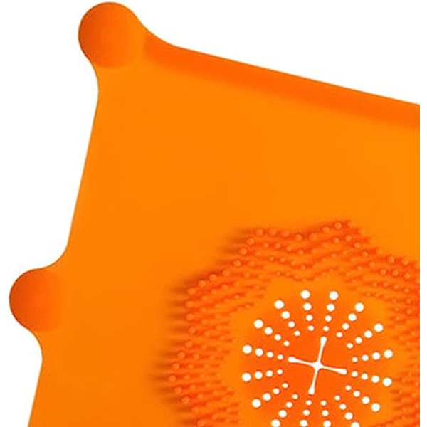 Duschavloppsfångare, återanvändbar Lätt att rengöra fyrkantig silikon platt sil Cover för badkar, orange