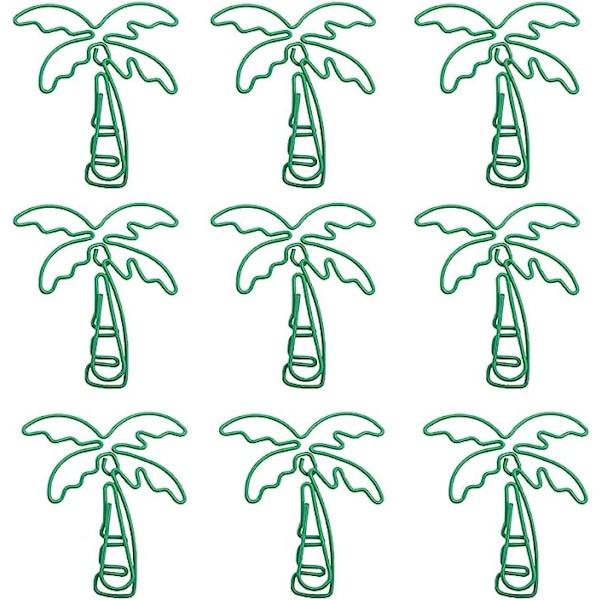 30 stk Coconut Tree Shape Papirclips Grønt Palme Træ Bogmærker Planner Clips til kontor Skoleartikler Fødselsdag Bryllupsdekoration