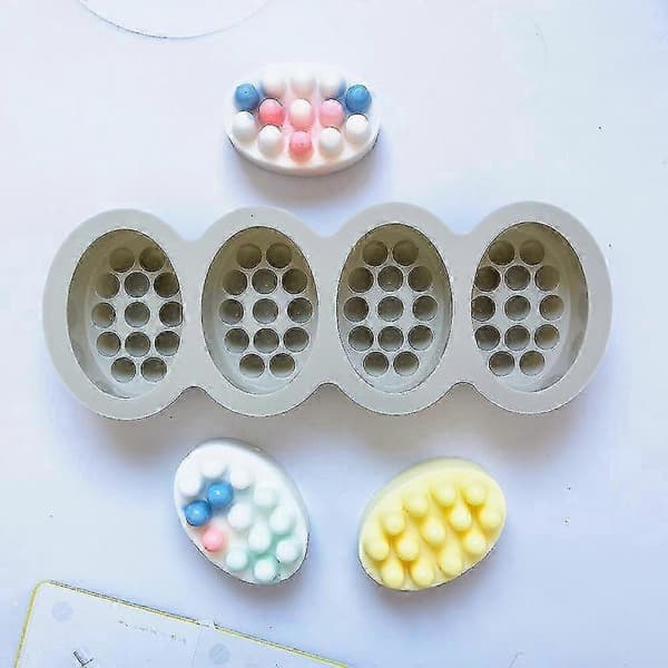 4-håls silikonformar för tvål, DIY, 3D-hårkam isform & hårbottenmassör Gray