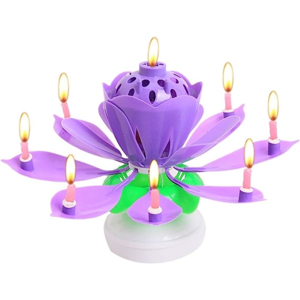 Lotus Candle LED Festlig Elektrisk Lotus Candles Visuel effekt Solid Paraffin Unique Creative Purple 1 stk.