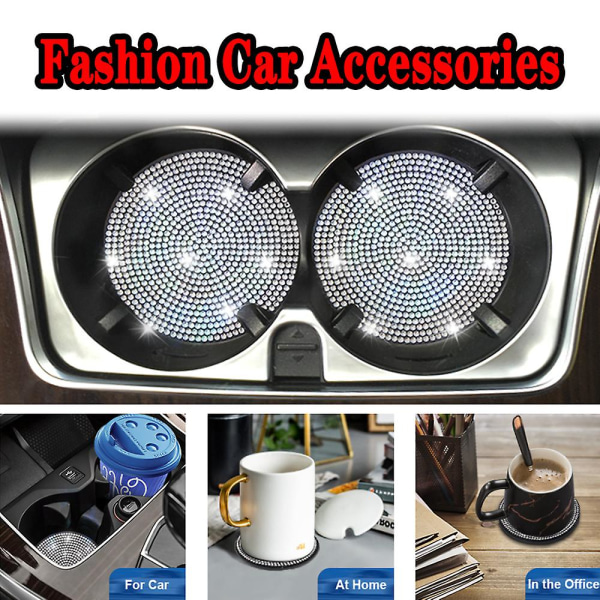 Diamond Bil Coaster Vann Cup Slot Sklisikker matte Silica Gel Pad Koppholder Mat Gadget Bling Vanntett Bil Interiør Tilbehør| | 1pc white