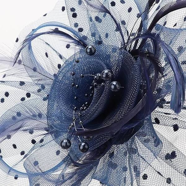 Hatt for kvinner Cocktail Tea Party hodeplagg Blomsternettbånd Fjær Hårbånd