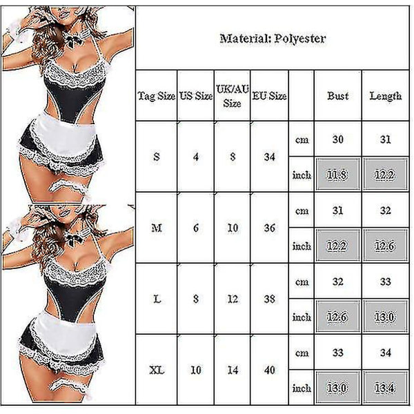 Kvinnor Maid Cosplay Underkläder Spets Halter Nattlinne String Set Sexig kostym S