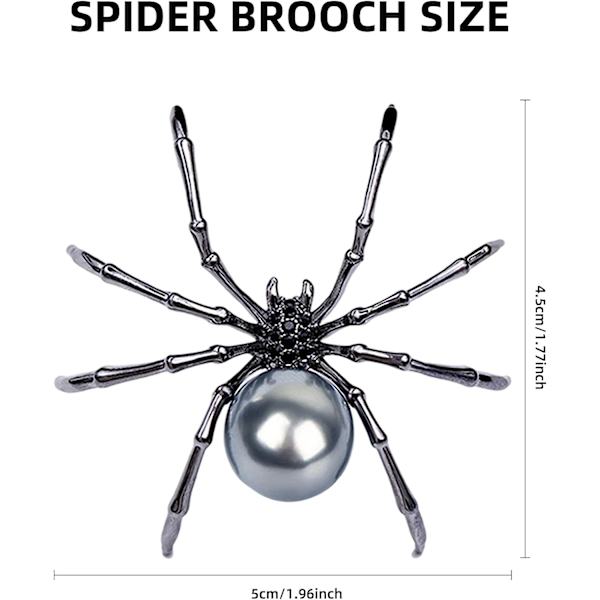 Victoriansk stil Perlemor Krops og Micro Pave Spider Brocher Pins Sølv Tone Goth Accessories Pins til rygsække Æstetisk broche