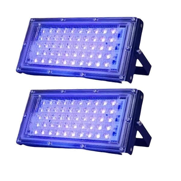 2 stk. UVA Sort Lys 220V Sort Lys IP65 EU Stik 50W
