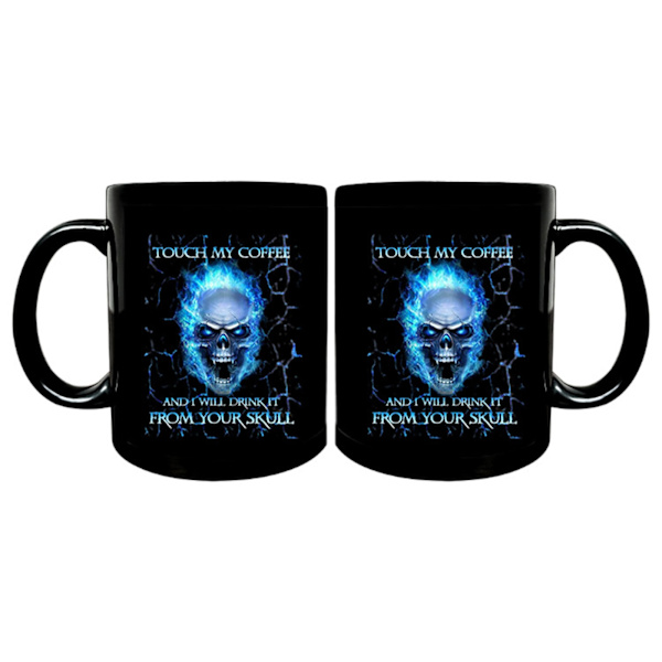Rolig kaffemugg för beröring Mitt kaffe Jag kommer att dricka det Dödskalle 11 oz keramisk tekopp för män Kvinnor Halloween-julfödelsedagspresent null - 1