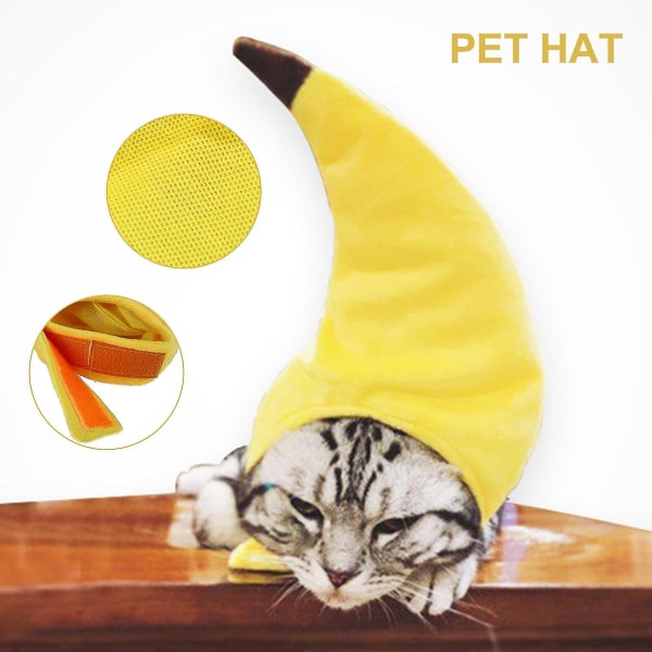 Pet Cap Fästtejp Dress-up Mjuk Pet Katter Hundar Banan Beanie Cap För Festival