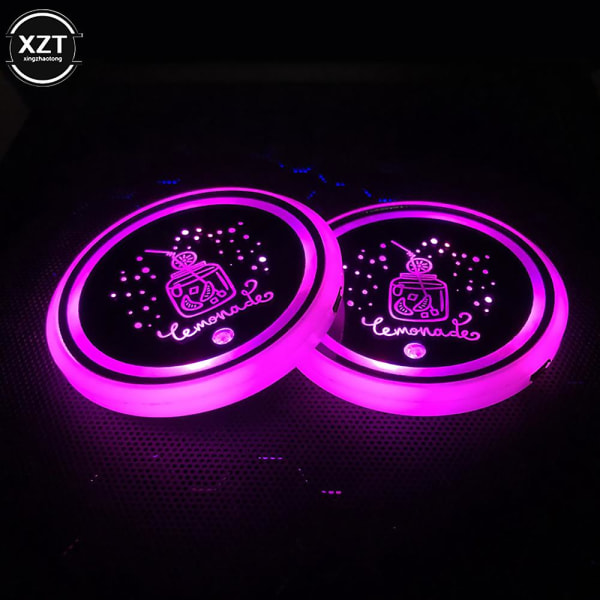 Färgglad Auto Bil Led Cup Coaster Pad Hållare Atmosfär Ljus Lampor Botten Bil Styling Automatisk Ljus På| | A