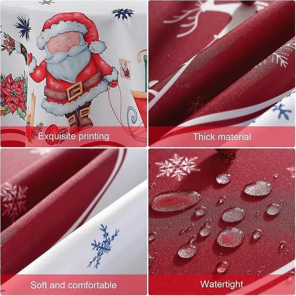 Julrund duk 120cm diameter röd polyester tomte design rund julduk rund duk