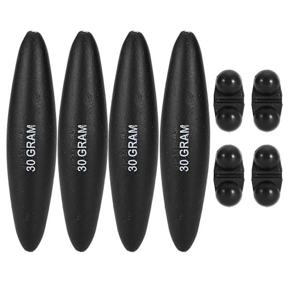4sett 30G oppdrift EVA Inline Float Steinbit Live Bait Floats + Fishing Double Ratle Fishing Attractor Bell Beads Black