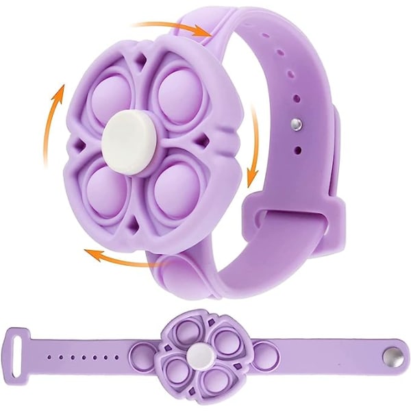 Pop Spinner Ur, Push Bubble Fidget Armbåndslegetøj, Ravel Stress Relief Fidget Armbånd til børn og voksne Angstlindring (lilla) (lilla)