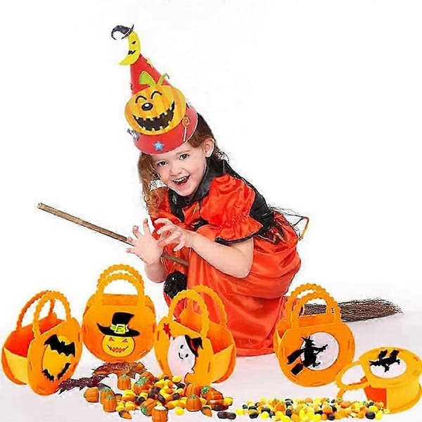 Halloween Filt Spand Slikpose Cookiepose Børn Græskar Slikpose Kurv