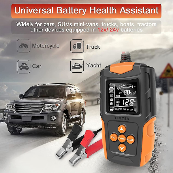 Bilbatteritester 12v 24v Automotive Digital Auto Battery Analyzer Nøjagtig batteridiagnose også