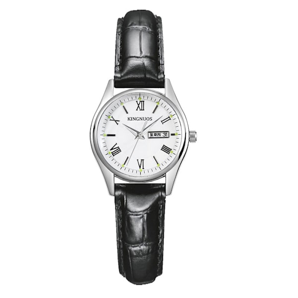 Romertal dobbelt kalenderbælte par vandtæt ur Black and white dial Suitable for women
