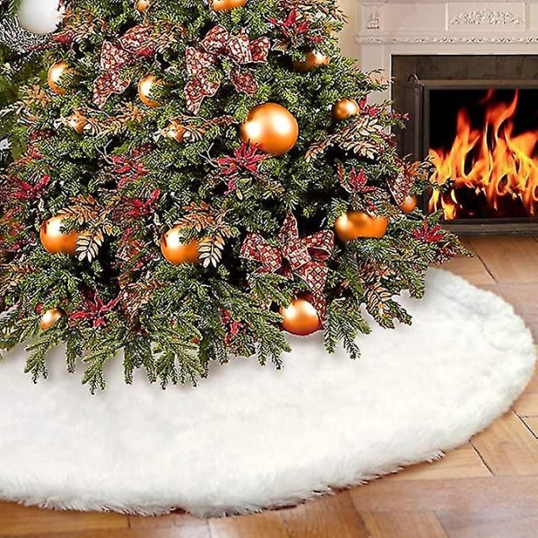 Juletreskjørt, snøhvit fuskepels i flere størrelser, juletreskjørt i plysj, juletrematte for vinteren 90cm