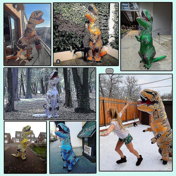 Heta uppblåsbara dinosauriekostymer kostymklänning T-rex Anime Party Cosplay blue Kids 120-145cm