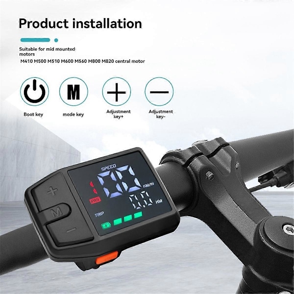 DZ41 E-Bike LCD-display Färg LCD-instrumentbräda för Bafang Centermotor Black