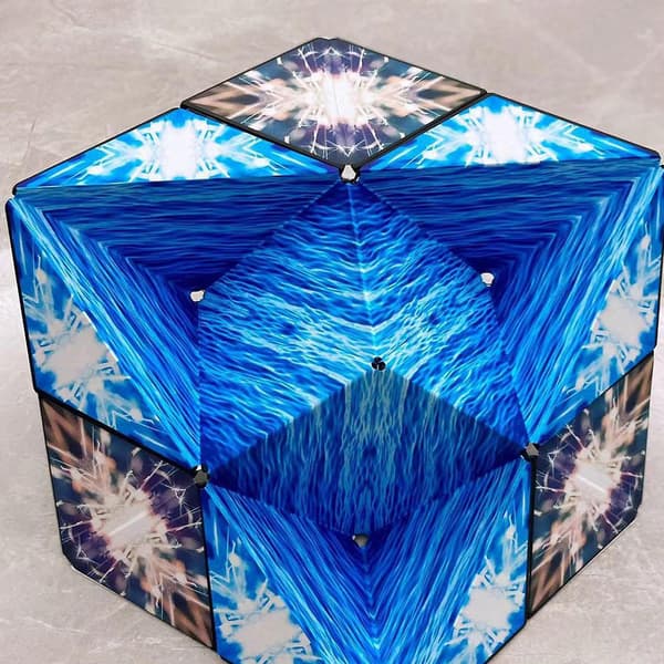 Fidget Magnet Cube: Unike mønstre, Premium kvalitet, Ubegrenset moro bluepinkorange