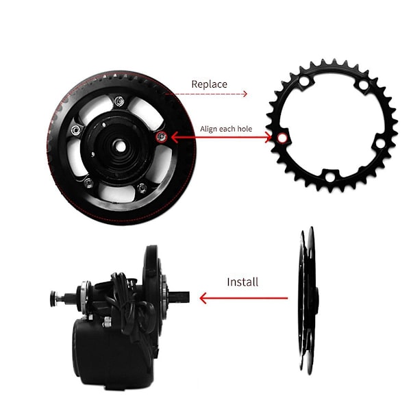 Kedjedrev 52T för Tongsheng TSDZ2 TSDZ-2B Mid Drive Motor för elcykel