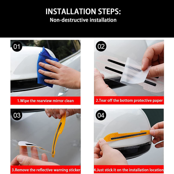 2 stk/sett Bil Ryggespeil Reflekterende Klistremerker Auto Styling Nattkjøring Sikkerhet Advarsel Dørhale Reflektor Biltilbehør| | 2pcs Yellow