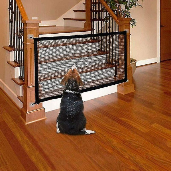 Taitettava sisäänvedettävä koiran turvaportti portaille ja baby - musta (koko: 70*110cm)