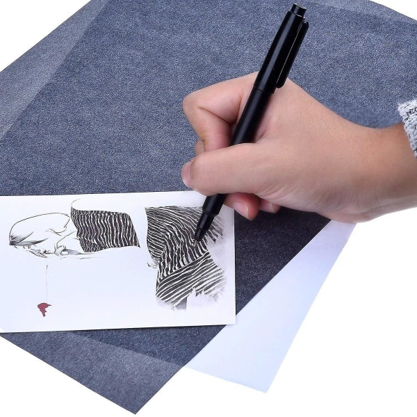 A4-papir 50 ark/pose overføringspapir grafitt karbonmaling karbonbelagt papir - suveren Black One Size