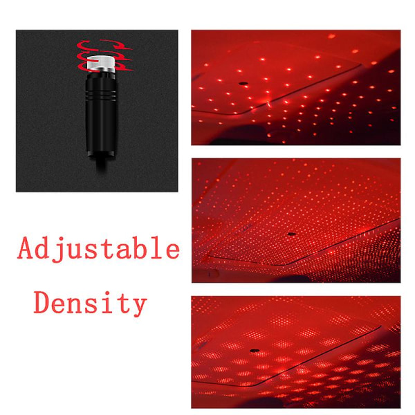 Led-auton katto tähtikirkas ilmapiiri valo USB toimiva projektorilamppu auton kattoon sisustussisustus valon autojen koristeluun tarvikkeet| | Red 03