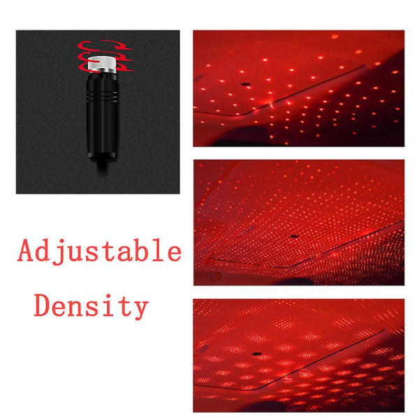 Led biltak stjärnklar atmosfär ljus USB driven projektorlampa bil tak inredning ljus auto dekoration tillbehör| | Red Star