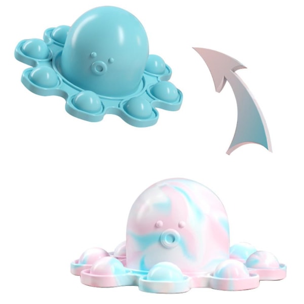Push Pop Bubble It Flip Vendbar blækspruttedukke Fidget Sensorisk afspændingslegetøj Light Blue