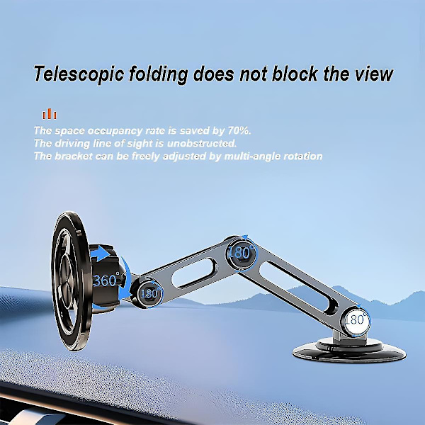 Universal 360 Pro magnetisk sugetelefonholder for bil, 2 stk Dashboard Frontrute Magnetisk biltelefonholderfeste med justerbar arm 2Pcs