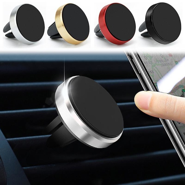 Universal Magnetisk Bil Air Vent Telefon Holder Med Metal Plade Rund Magnet Bil Mobiltelefon Bracket Bil Interiør Tilbehør| | Black