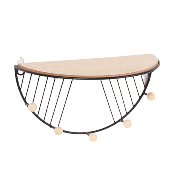Halvrunda flytande hyllor Väggmonterade Rustik Järnvägg Förvaringshyllor Organizer Inredning Black Large Semicircle