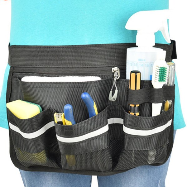 Haveværktøjsbælte-rengøringssæt Fanny Pack Justerbar havetaske Holdbart forklæde med lommer Orange
