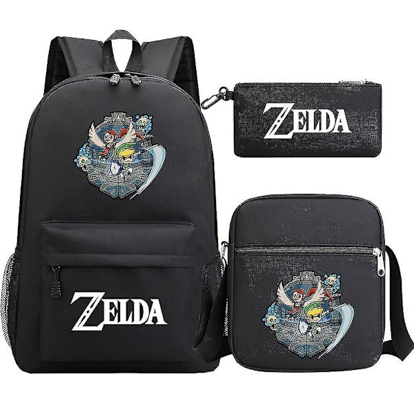 Kingdom Of Zelda Tears" Print teini-opiskelijakoululaukku, 3-osainen miesten ja naisten olkapuvun reppusarja 9
