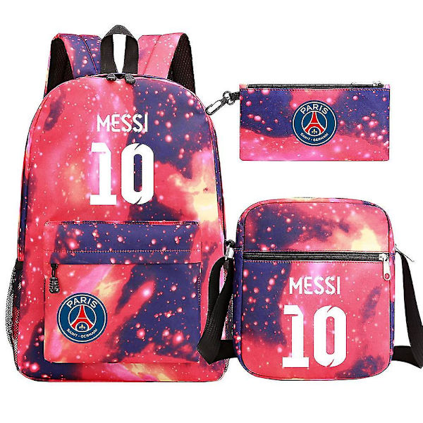 Messi Man -reppu - koululaukut teinitytöille, pojille - 3kpl kannettavat Casual Mochilas - naisten, miesten reppu 5